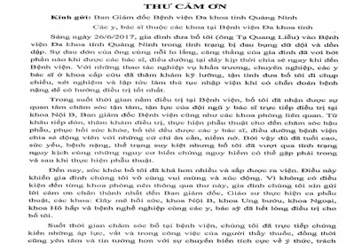THƯ CẢM ƠN