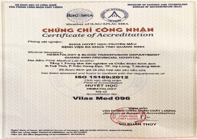 Khoa Huyết học và Vi sinh Bệnh viện Đa khoa tỉnh Quảng Ninh đạt tiêu chuẩn quốc tế ISO 15189: 2012