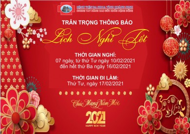 Thông báo lịch nghỉ Tết Nguyên đán Tân sửu 2021