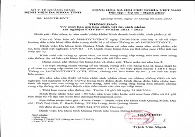 Mời báo giá hóa chất, vật tư, sinh phẩm xét nghiệm Covid-19 năm 2021-2022 (đợt 2)