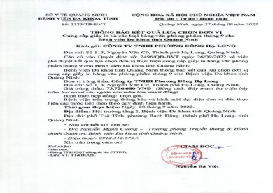 Thông báo kết quả lựa chọn đơn vị (Số 3323)