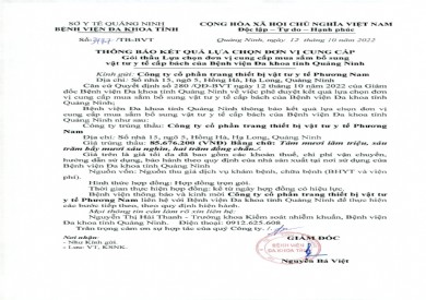 Thông báo kết quả lựa chọn đơn vị (Số 3477)
