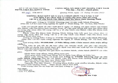 Thông báo kết quả lựa chọn đơn vị (Số 3483)