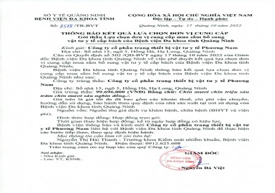 Thông báo kết quả lựa chọn đơn vị cung cấp (3518)