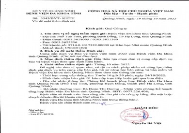 Thông báo đề nghị thẩm định giá (3543)