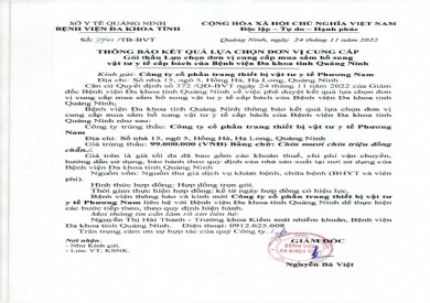 Thông báo kết quả lựa chọn đơn vị cung cấp gói thầu lựa chọn đơn vị cung cấp (3944)