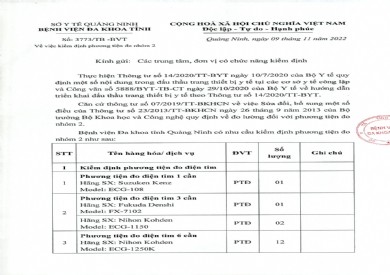 Thông báo Về việc kiểm định phương tiện đo nhóm 2 (3773)