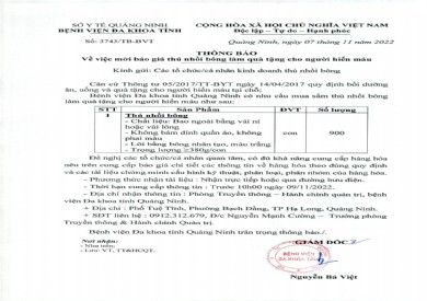 Thông báo mời báo giá thú nhồi bông làm quà tặng cho người hiến máu (3743)