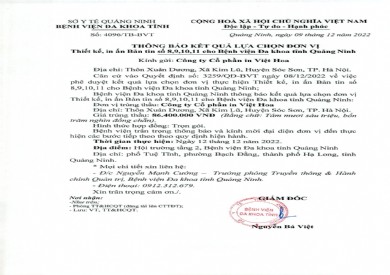 Thông báo kết quả lựa chọn đơn vị thiết kế, in ấn bản tin (4096)