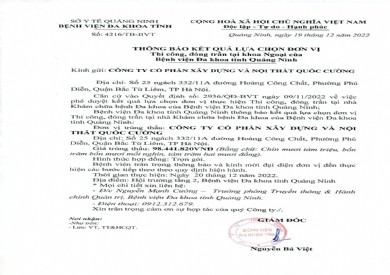 Thông báo kết quả lựa chọn đơn vị (4216)