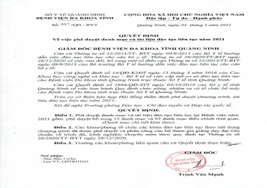 Quyết định về việc phê duyệt danh mục và tài liệu đào tạo liên tục năm 2021
