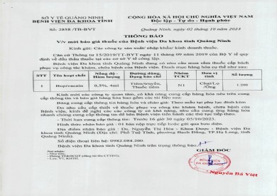 Thông báo mời báo giá thuốc của bệnh viện (2858)