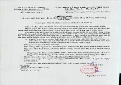Thông báo mời báo giá thay thế thiết bị điện (2882)