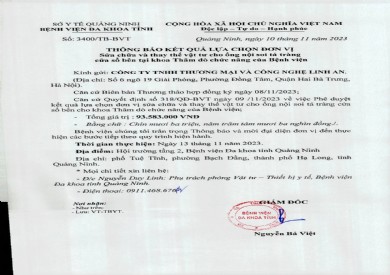 Thông báo kết quả lựa chọn đơn vị (3400)