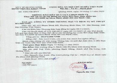 Thông báo kết quả lựa chọn đơn vị (3401)