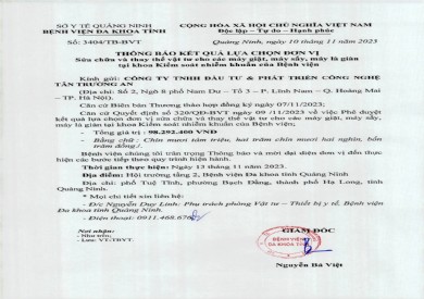Thông báo kết quả lựa chọn đơn vị (3404)