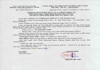 Thông báo kết quả lựa chọn đơn vị (3405)