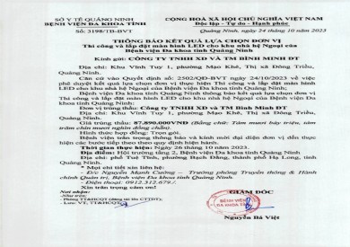 Thông báo kết quả lựa chọn đơn vị (3198)
