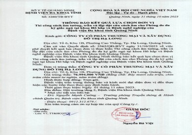 Thông báo kết quả lựa chọn đơn vị (3260)