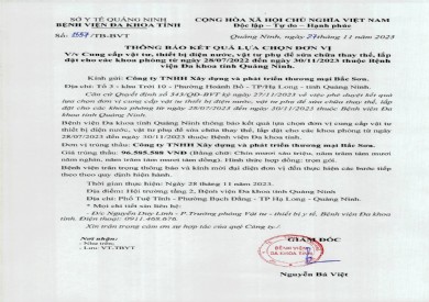 Thông báo kết quả lựa chọn đơn vị (3557)
