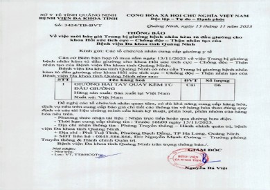 Mời báo giá trang bị giường bệnh nhân kèm tủ đầu giường cho khoa Hồi sức tích cực (3424)