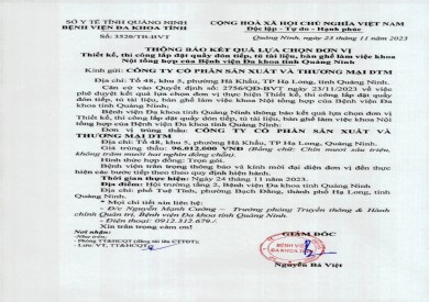 Thông báo kết quả lựa chọn đơn vị (3520)