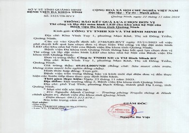 Thông báo kết quả lựa chọn đơn vị (3525)