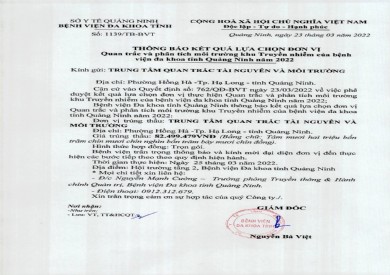 Thông báo kết quả lựa chọn đơn vị (1139)