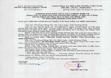 Thông báo kết quả lựa chọn đơn vị (1123)