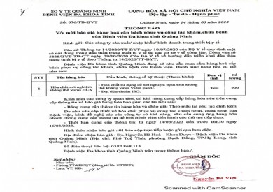 Mời báo giá hàng hoá cấp bách phục vụ công tác khám chữa bệnh (676)