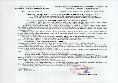 Thông báo kết quả lựa chọn đơn vị cung cấp (125)