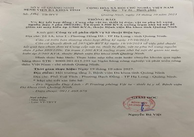 Thông báo ký kết hợp đồng: Cung cấp vật tư, thiết bị điện, vật tư bổ sung nguồn điện 3 pha (3142)