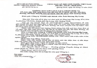 Thông báo kết quả lựa chọn đơn vị (3672)