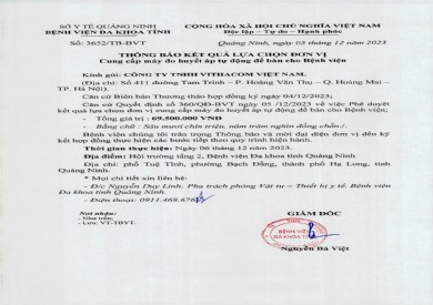 Thông báo kết quả lựa chọn đơn vị (3652)