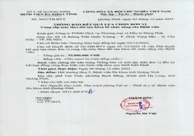 Thông báo kết quả lựa chọn đơn vị (3653)