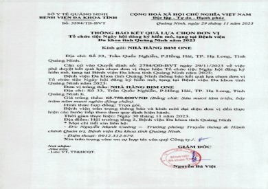Thông báo kết quả lựa chọn đơn vị (3594)