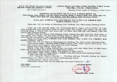 Thông báo kết quả lựa chọn đơn vị (3568)