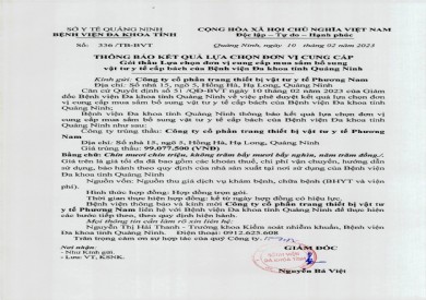 Thông báo kết quả lựa chọn đơn vị (336)