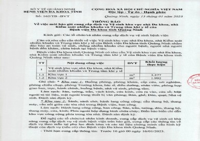 Thông báo mời báo giá cung cấp dịch vụ vệ sinh (162)