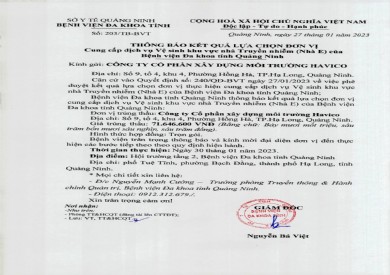 Thông báo kết quả lựa chọn đơn vị (203)