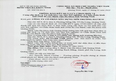 Thông báo kết quả lựa chọn đơn vị (204)