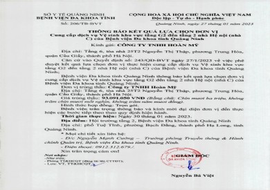 Thông báo kết quả lựa chọn đơn vị (206)