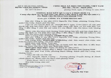 Thông báo kết quả lựa chọn đơn vị (207)