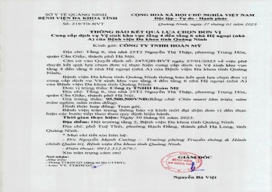 Thông báo kết quả lựa chọn đơn vị (219)