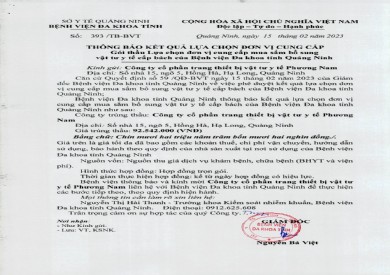 Thông báo kết quả lựa chọn đơn vị (393)