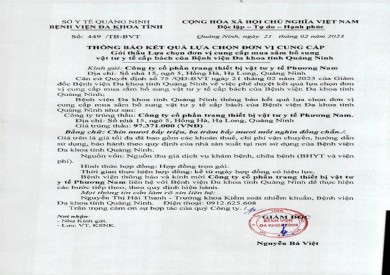 Thông báo kết quả lựa chọn đơn vị (449)