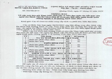 Thông báo mời báo giá phối khí và biên đạo múa các tiết mục văn nghệ (302)