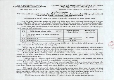Thông báo mời báo giá cung cấp dịch vụ Vệ sinh (488)