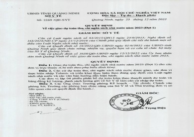 Quyết định giao dự toán thu, chi ngân sách nhà nước năm 2023 (Đợt 1) (2269)