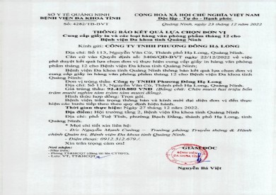 Thông báo kết quả lựa chọn đơn vị (4282)
